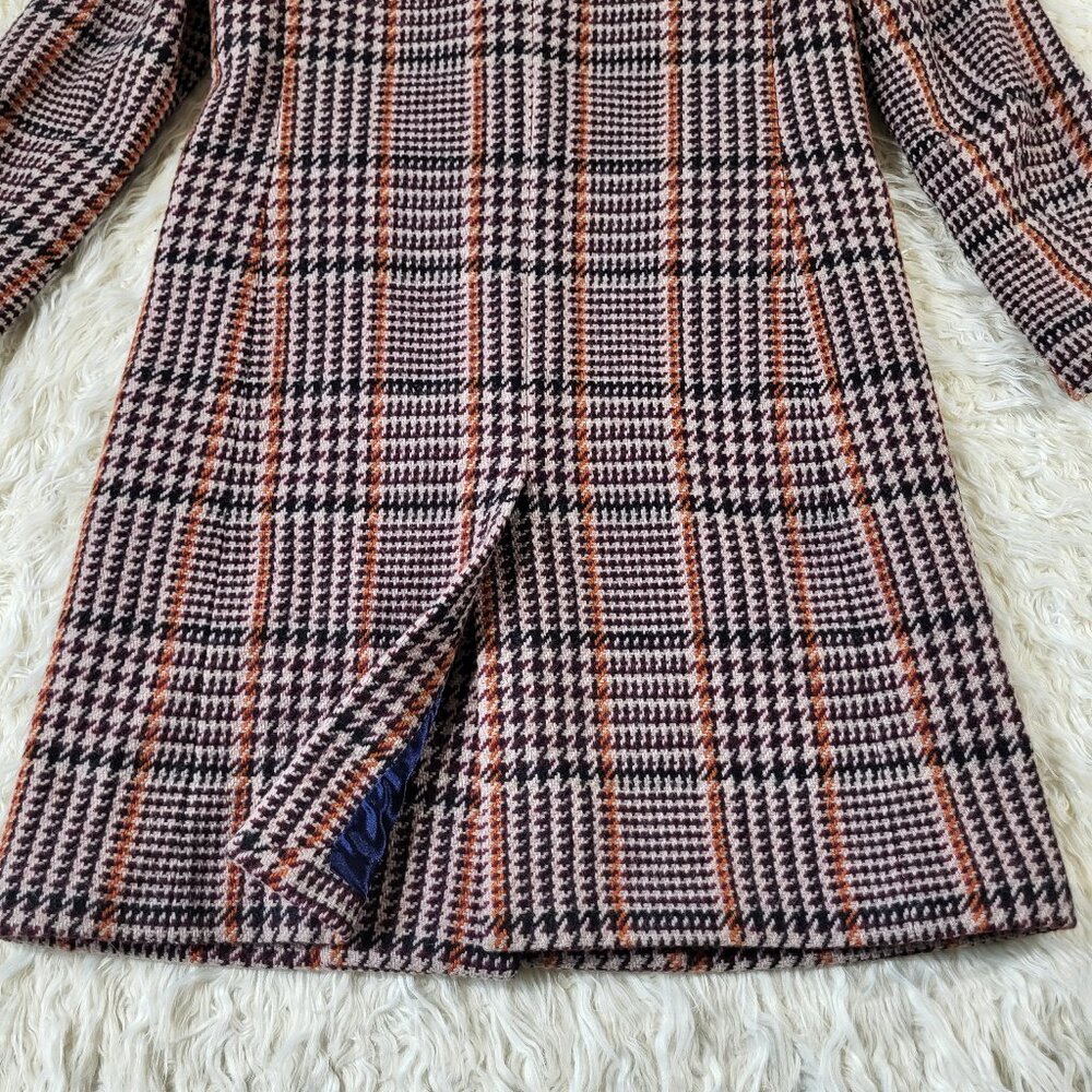 J Crew Single Breasted Topcoat Cabernet Plaid Coat - Size 6 - Picture 16 of 16